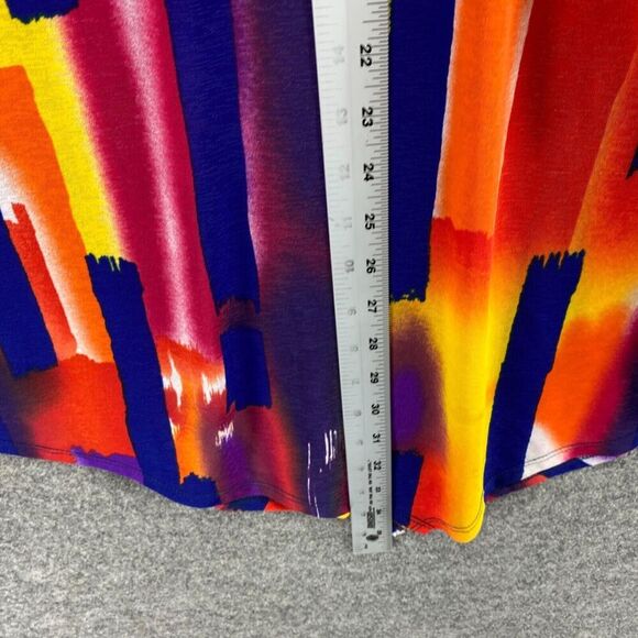 New IC Blouse Women L Large Blue Geometric Cold Shoulder 3/4 Sleeve Round Neck - Picture 9 of 10